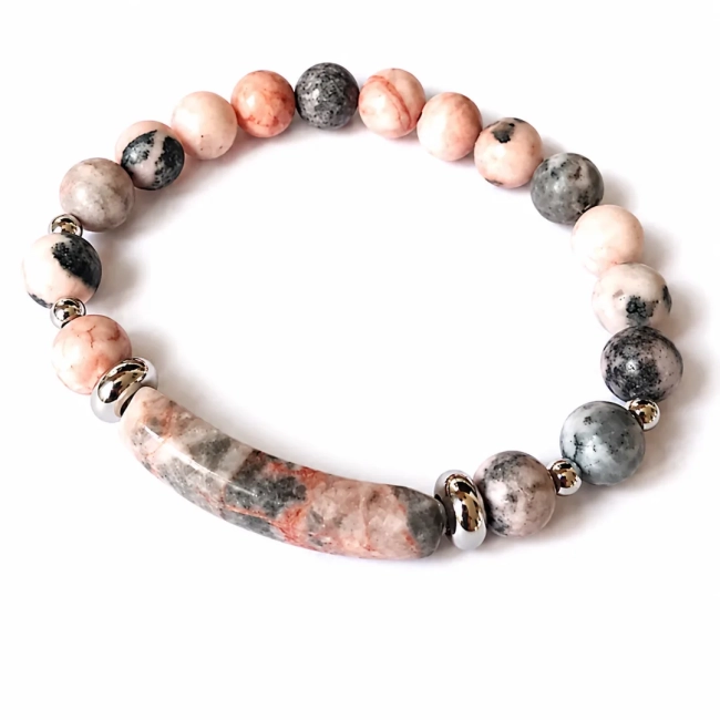 Pulseira ajustável de Pedras – Jaspe, Quartzo Rosa, Ágata e Olho de Tigre- escolha a sua