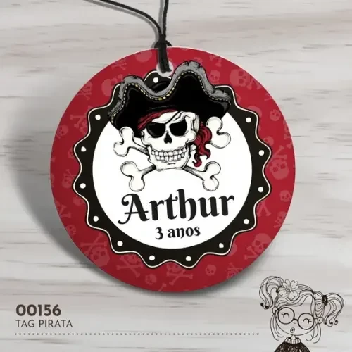 Tag Redonda Piratas - Caveira - 00156
