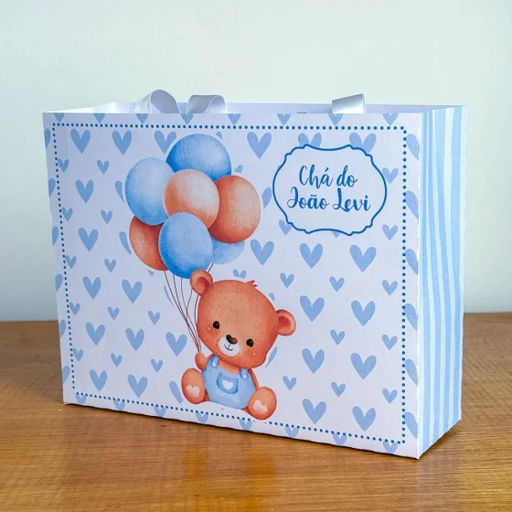 PEGUE E MONTE - Sacolinhas Personalizadas URSINHO AZUL - Decoração de Festa | Lembrancinhas | Aniversário | Personalizados