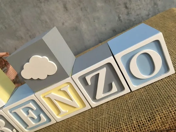 Decoração Bebê - Cubos 6x6cm Ts Nuvem