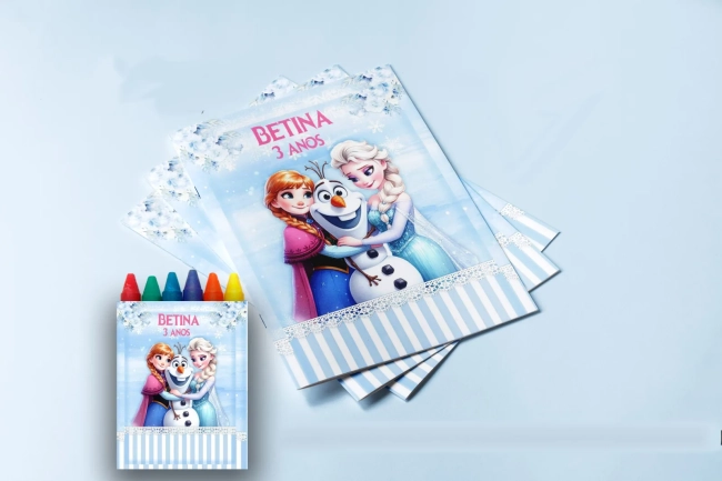 Revista para colorir com Giz de cera Frozen