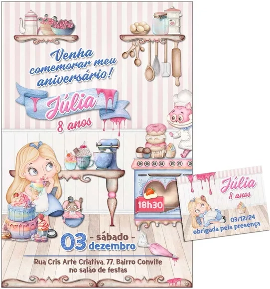 Convite Digital C/tag Confeitaria Princesa Alice