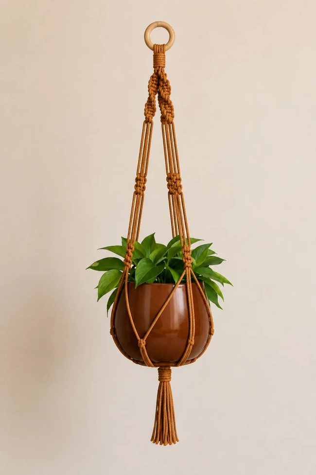 Suporte para Plantas em Macramê Feito à Mão | Decoração Boho para Casa