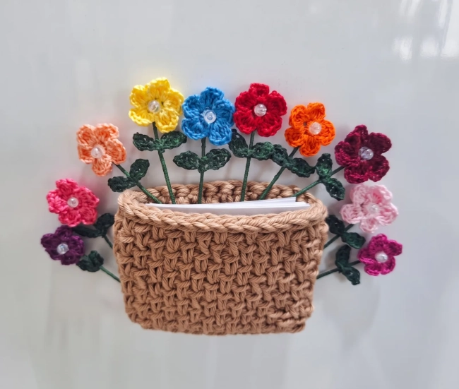 Cesto de Flores - Porta-Notas/Imã