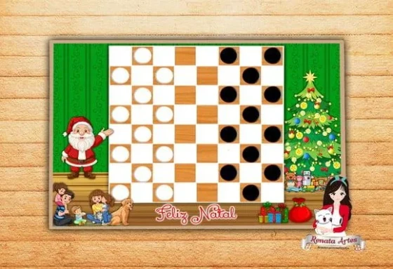 Jogo de Damas Personalizado Natal 2025