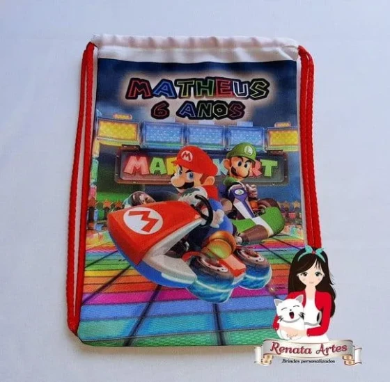Mochila de Tecido Personalizada Super Mario Kart