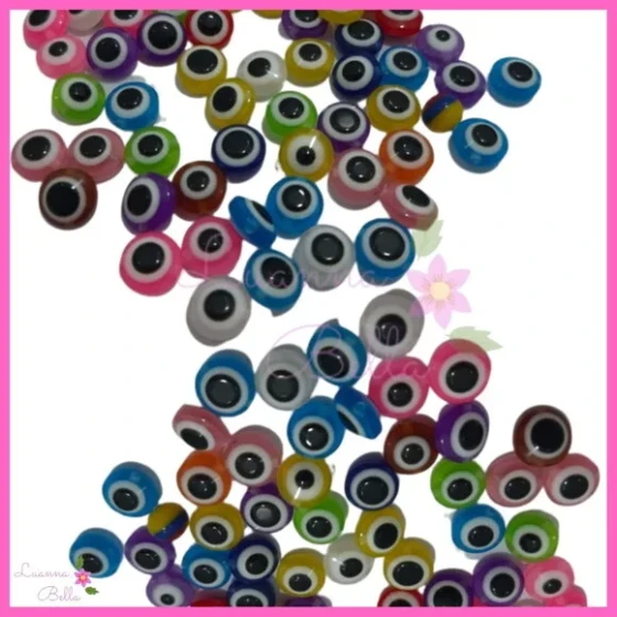 Olho Grego Colorido de acrílico 10mm - Pct c/50 unidades
