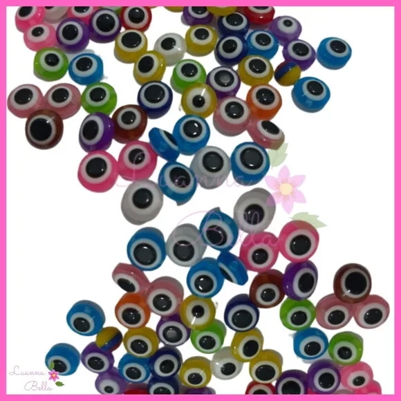 Olho Grego Colorido de acrílico 10mm - Pct c/50 unidades