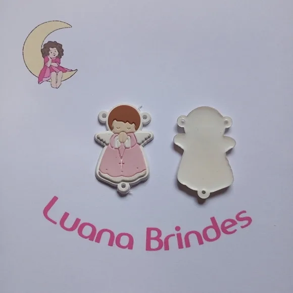 Entremeio Anjinho Rosa Claro Fundo Branco 5cm Pct 4 Unidades