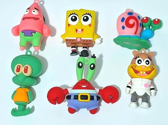 Pingente Bob Esponja 3d Pacotes com 6 Unidades