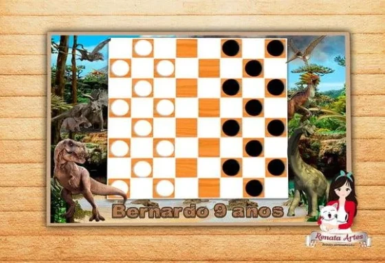 Jogo de Damas Personalizado Dinossauros
