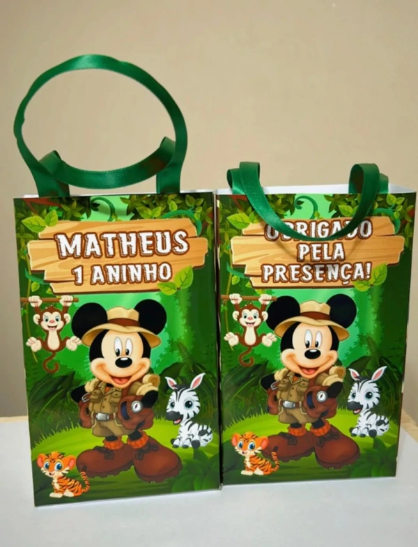 Sacolinhas Personalizads Mickey Safari Para Lembrancinhas