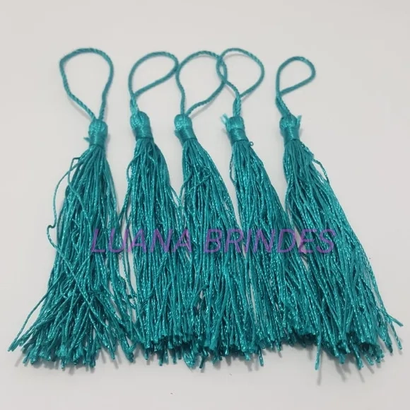 Pingente Tassel de Seda verde Jade Pct 18 Unidades