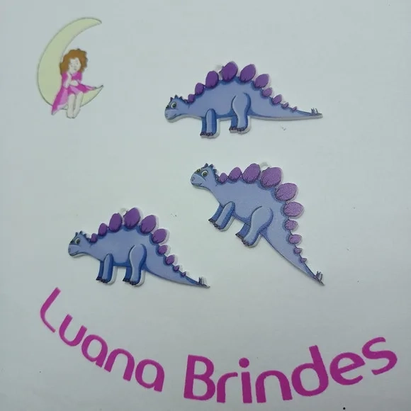 Pingente Dinossauro Lilás Acrilico U.V. 5cm Pct 5 Unidades