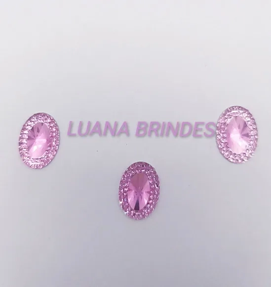 Chaton Rosa Oval - 13mm x 18mm - pct c/50 unidades