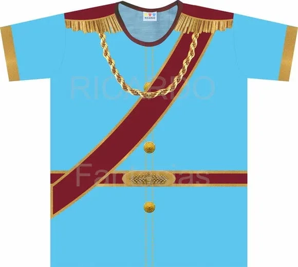 Camiseta Adulto Fantasia Príncipe de Contos de Fadas com Brasão e Faixa Real