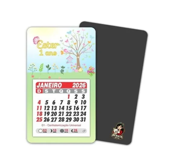 Imã de Geladeira com Calendário Jardim