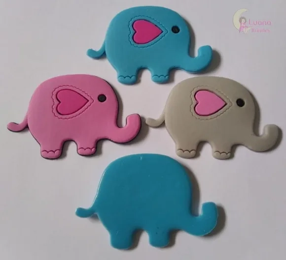 Aplique Elefante Colorido Emborrachado - Pct C/6 Unidades