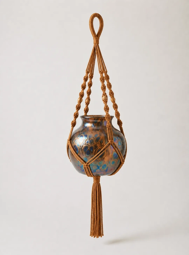 Suporte para Plantas em Macramê Feito à Mão | Decoração Boho para Casa