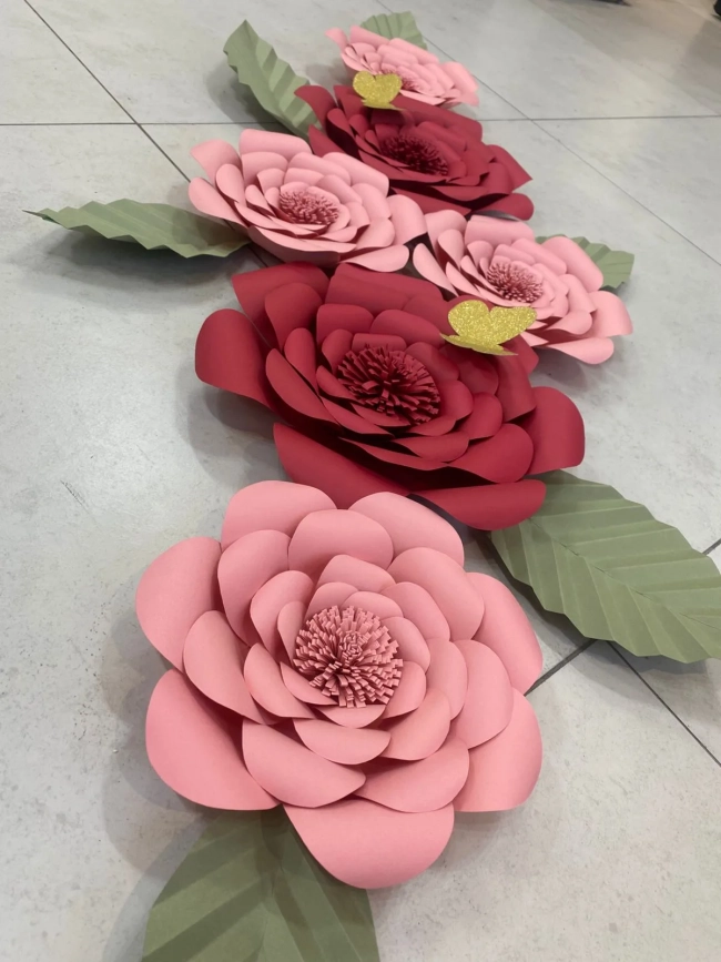 Kit 6 Peças de Flores de Papel