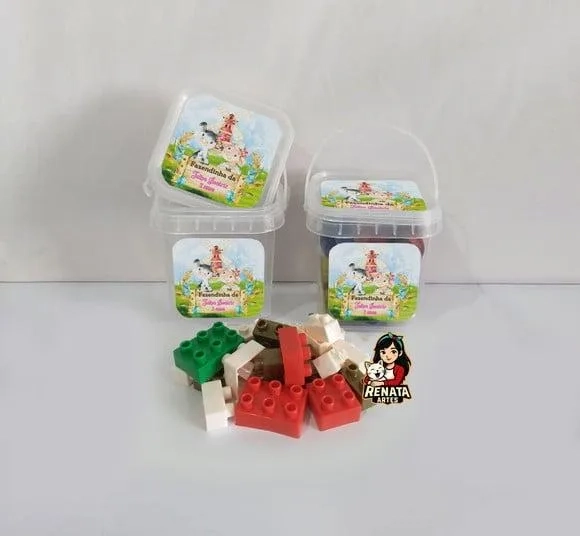 Monta Monta no Baldinho Personalizado Fazendinha Rosa