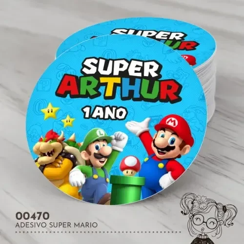Adesivo Redondo Super Mario Bros - 00470