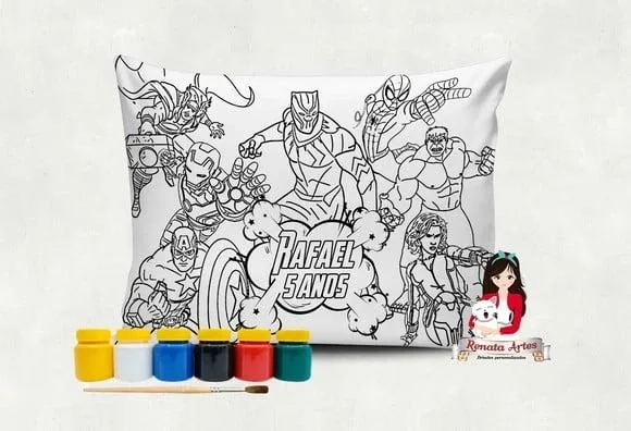Almofada com Tinta para Colorir Vingadores