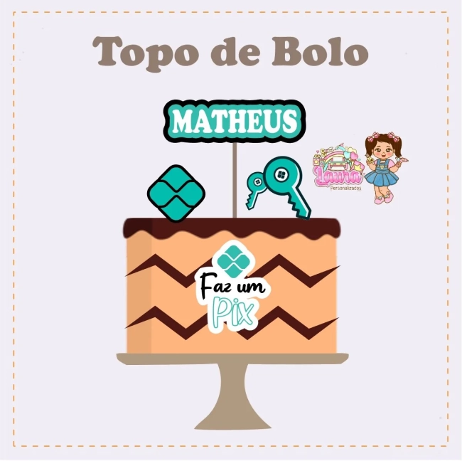 Kit Festa Só Um Bolinho FAZ UM PIX - Decoração de Festa