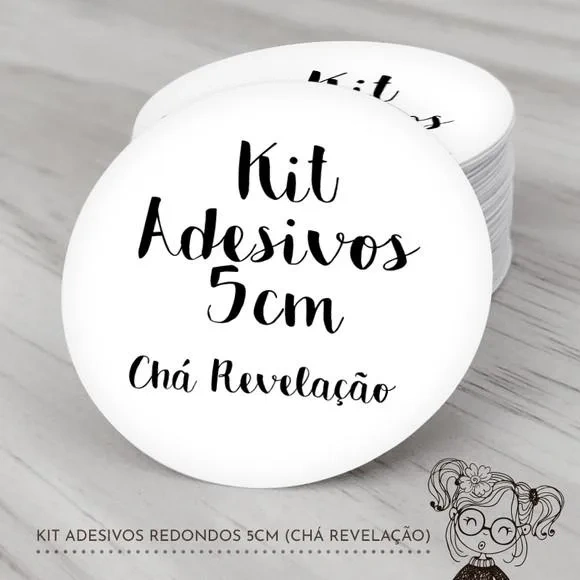 028 Kit Adesivos Redondos Chá Revelação