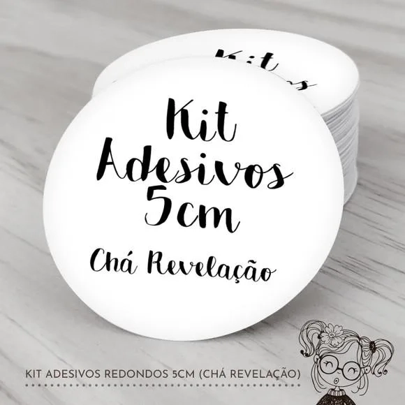 028 Kit Adesivos Redondos Chá Revelação