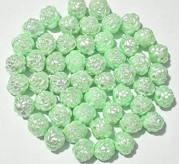 Pérola Flor Verde 12mm - Pct com 50 Unidades