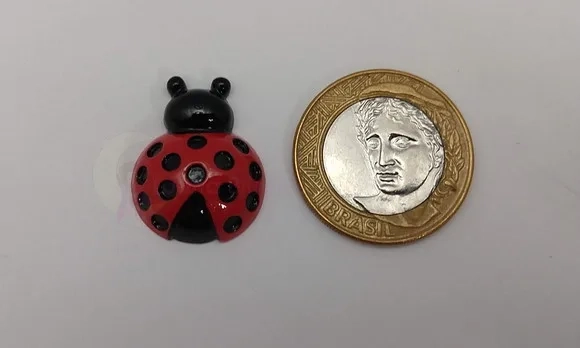 Aplique Joaninha em Resina de 2,6cm