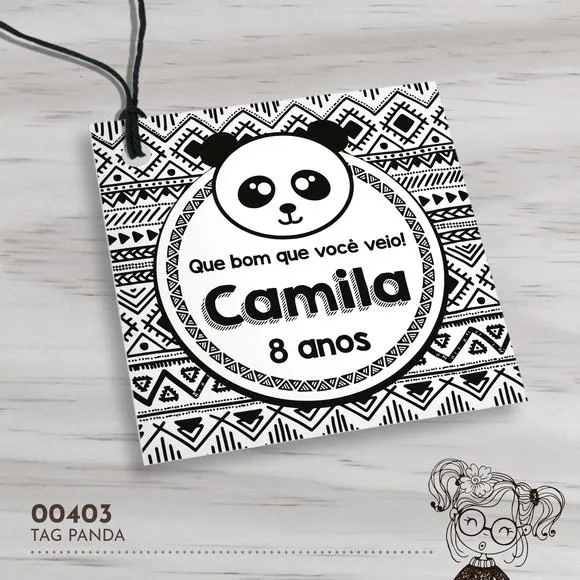Tag Quadrada Panda - 00403
