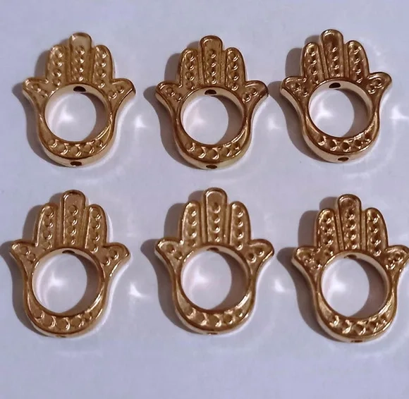 Pingente Hamsá Mão de Fátima Dourado - 10 Unidades