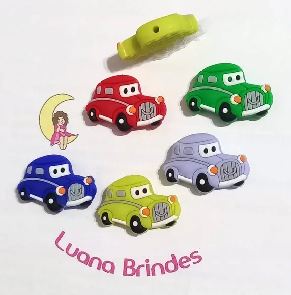 Pingente Carrinho Emborrachado c/ Furo Passante- 5 Unidades