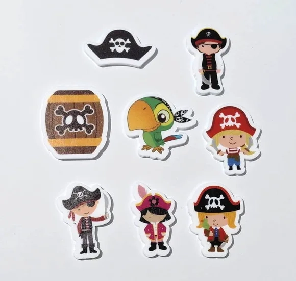 Aplique Pirata Acrílico U.v 3,5cm Pacote com 8 Unidades