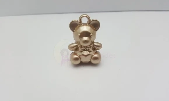 Pingente Ursinho de Acrílico Dourado de 3,5cm - 5 unidades