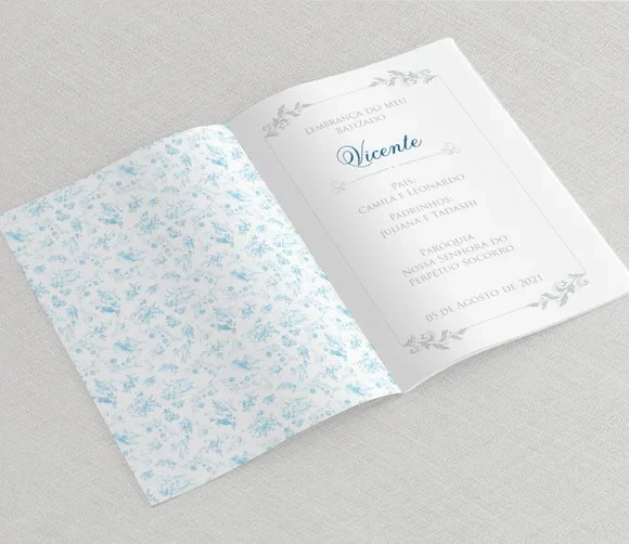 Livrinho De Orações Personalizado Toile Jour Azul