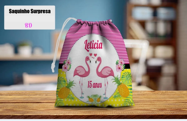 Saquinho Supresa para lembrancinhas Flamingos