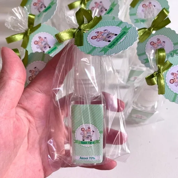 Álcool 70% Safari verde Lembrancinha Maternidade