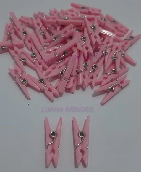 Mini pregador Rosa de plástico - 2,5cm - pct c/ 40 unidades