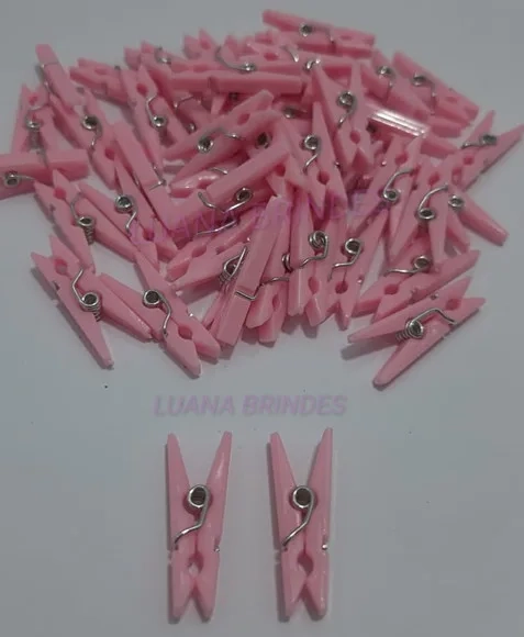 Mini pregador Rosa de plástico - 2,5cm - pct c/ 40 unidades