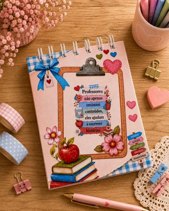 Bloco de Notas Professores Personalizado 11x15cm- Capa dura Dia dos Professores