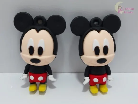 Pingente Mickey de Borracha - 4,6cm - Pct C/2 Unidades