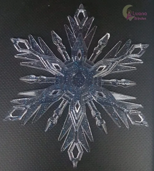 Floco de Neve com Glitter de Acrílico - 7cm - pct c/8 unid