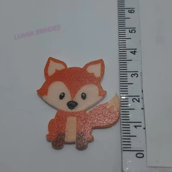 Aplique Raposinha de Acrílico U.V -3,5cm - pct c/7 unidades
