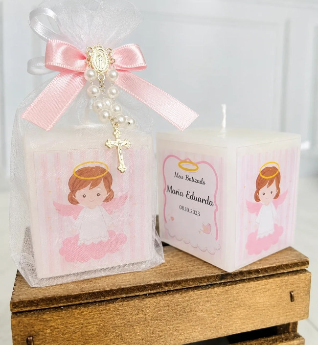 Vela Lembrancinha Batizado Menina