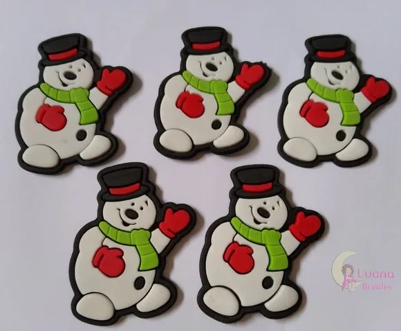 Aplique Boneco de Neve de Borracha - Pct C/6 Unidades