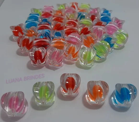 Bolinha Facetada com Miolo Colorida 14mm Pct 10 Unidades