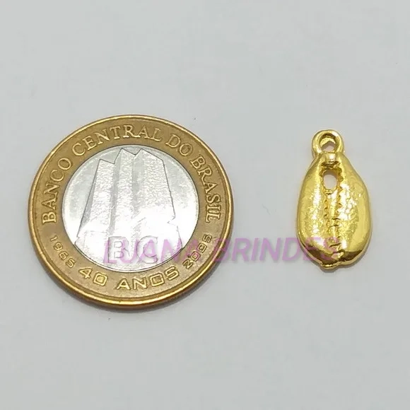 Pingente Buzios de Metal Dourado - pct c/10 unid